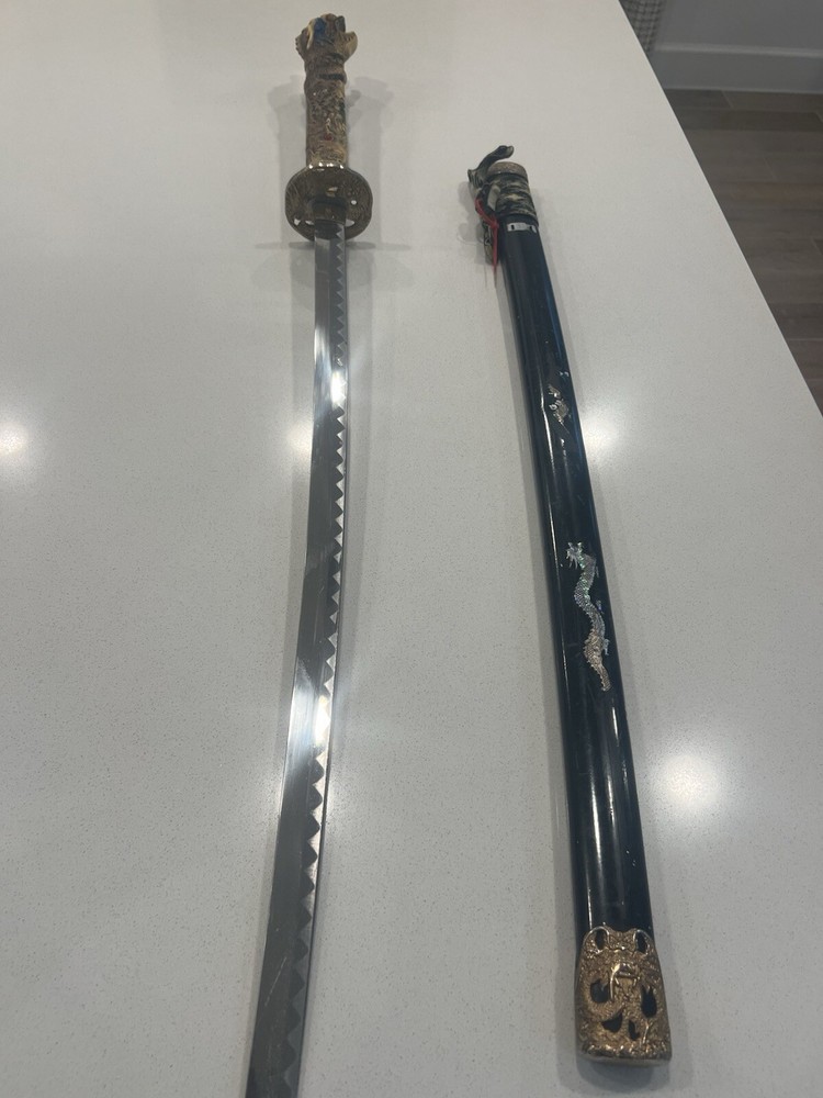 Ornate Dragon Handle Samurai Sword