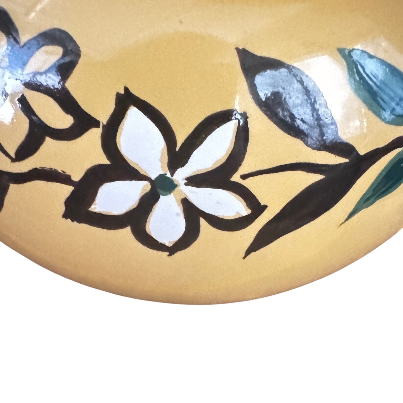 Hall 6 Cup Pitcher Yellow Floral Ceramic Windshield Style USA Vntage