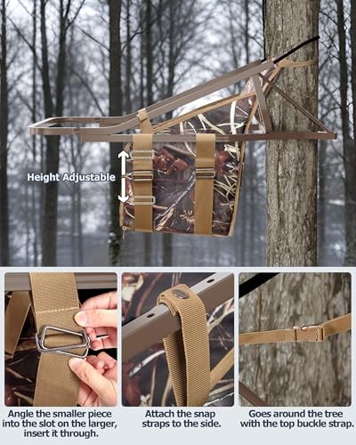 Tree Stand Seat Replacement with Side Pockets, Detachable Tree Stand Surround