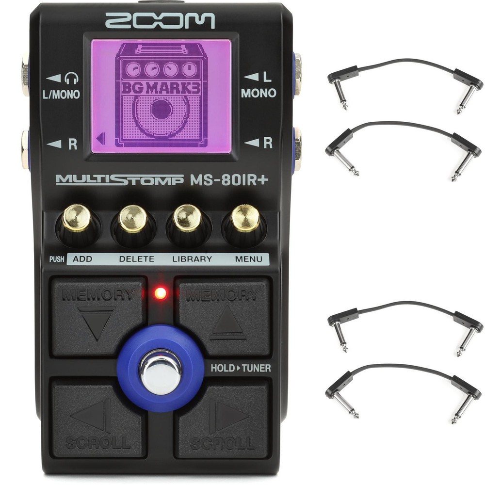 Zoom MS-80 IR+ Amp Sim and Multi-effects Pedal with EBS Patch Cables