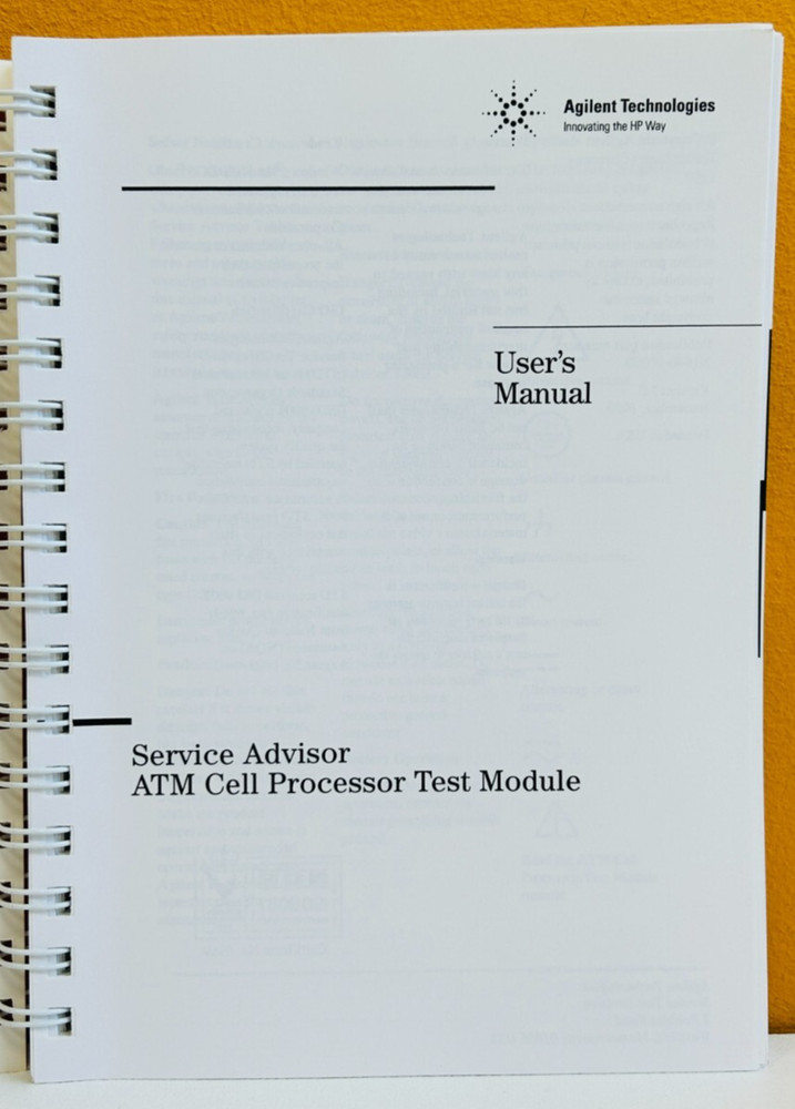 Agilent N1640-90000 Service Advisor ATM Cell Processor Test Module User's Manual