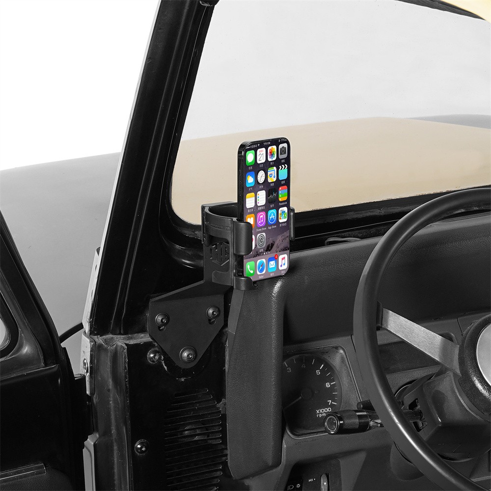 Multi-Function Phone Mount & Drink Cup Holder Kit For 1987-1995 Jeep Wrangler YJ