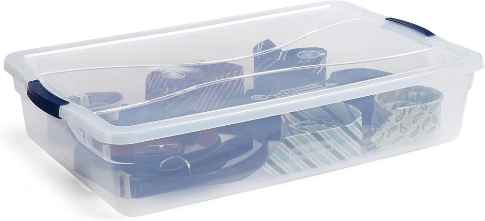 4pcs 42 Quart Stackable Plastic Storage Bin with Snap-Tight Lid
