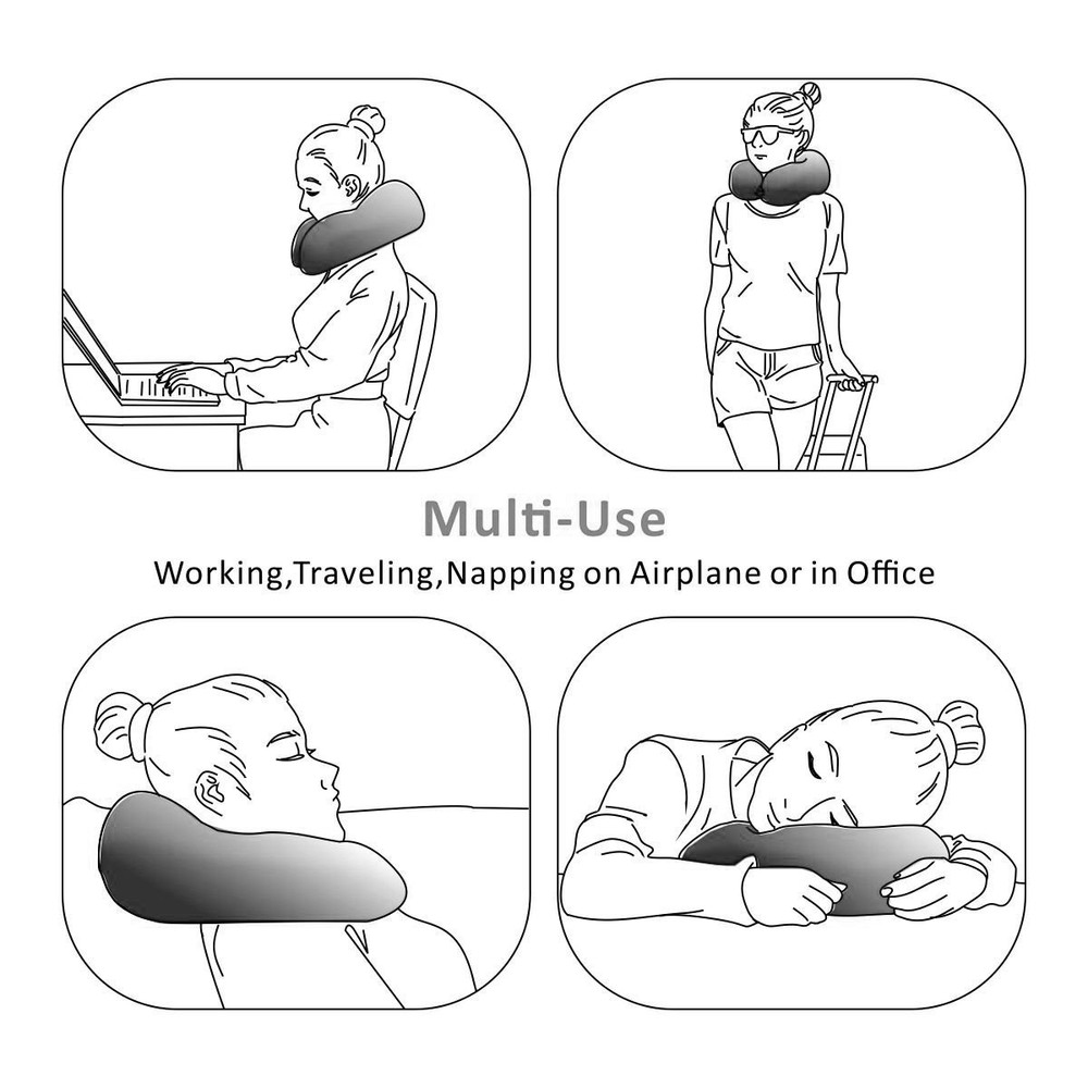 Travel Neck Pillow - Memory Foam Cushion Support U-Shape