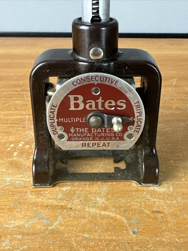 Vintage Bates Numbering Machine 6 Wheels Style E automatic Numerical Stamper