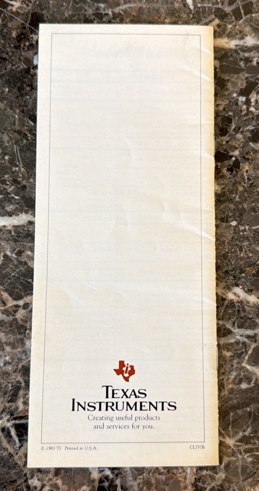 Texas Instruments Home Computer Program Library Brochure For TI99/4a