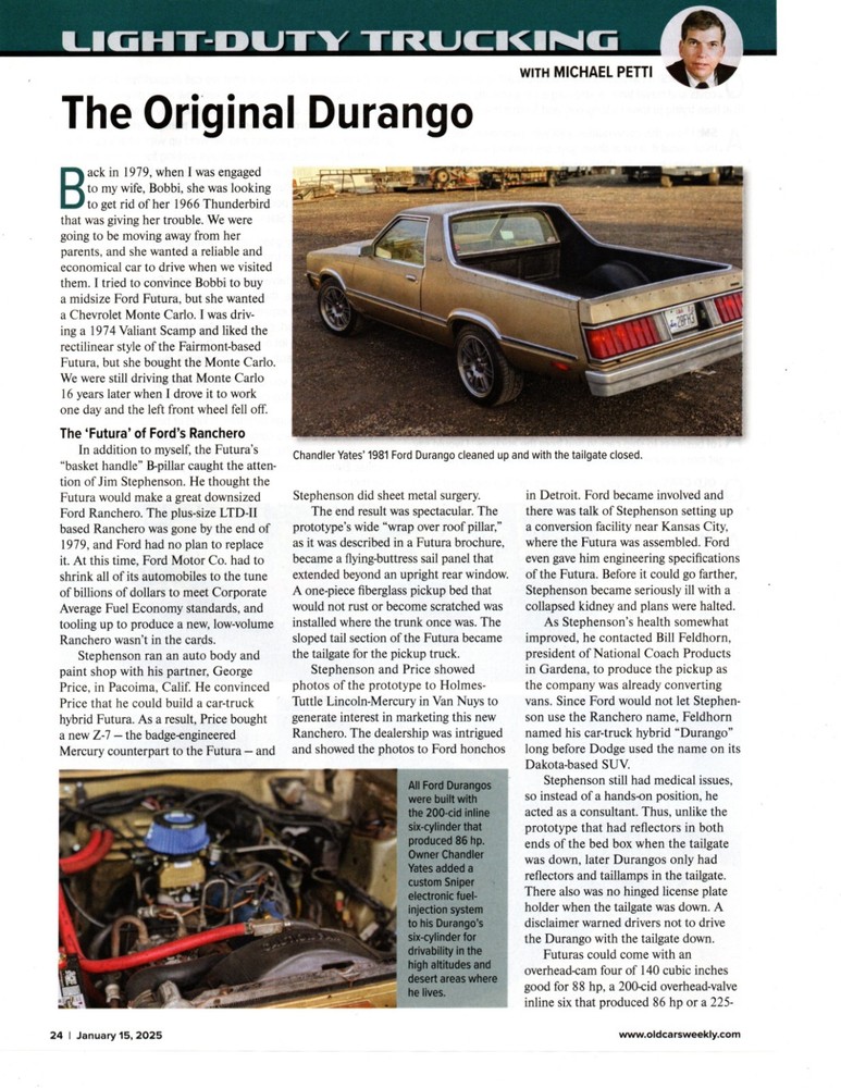 1981 FORD DURANGO ~ GREAT 2-PAGE ARTICLE AD