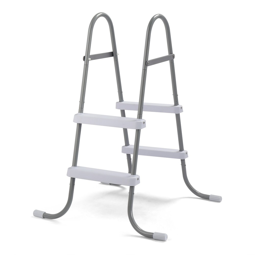 2 Steps 33in Pool Ladder Iron Grey Frame + White Steps NEW ---