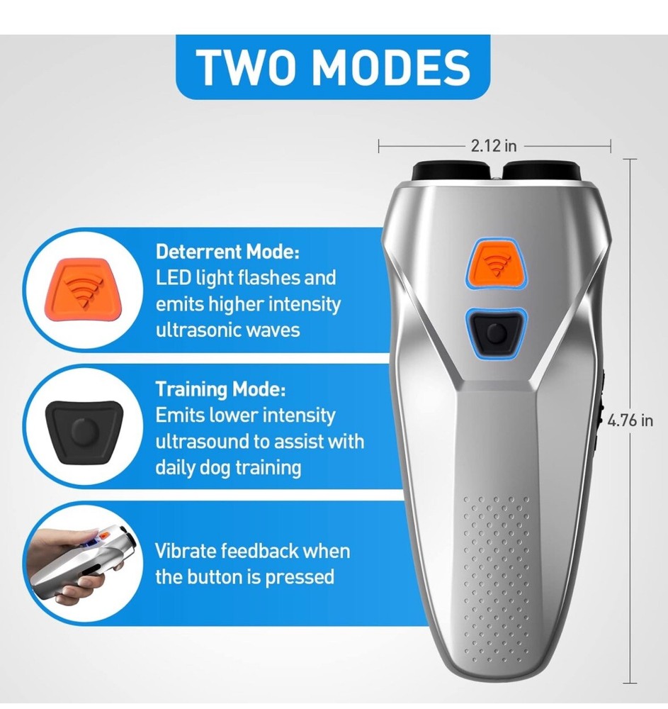 Dog Barking Control Devices Dual Sensor Anti Barking / Training Device - Silver