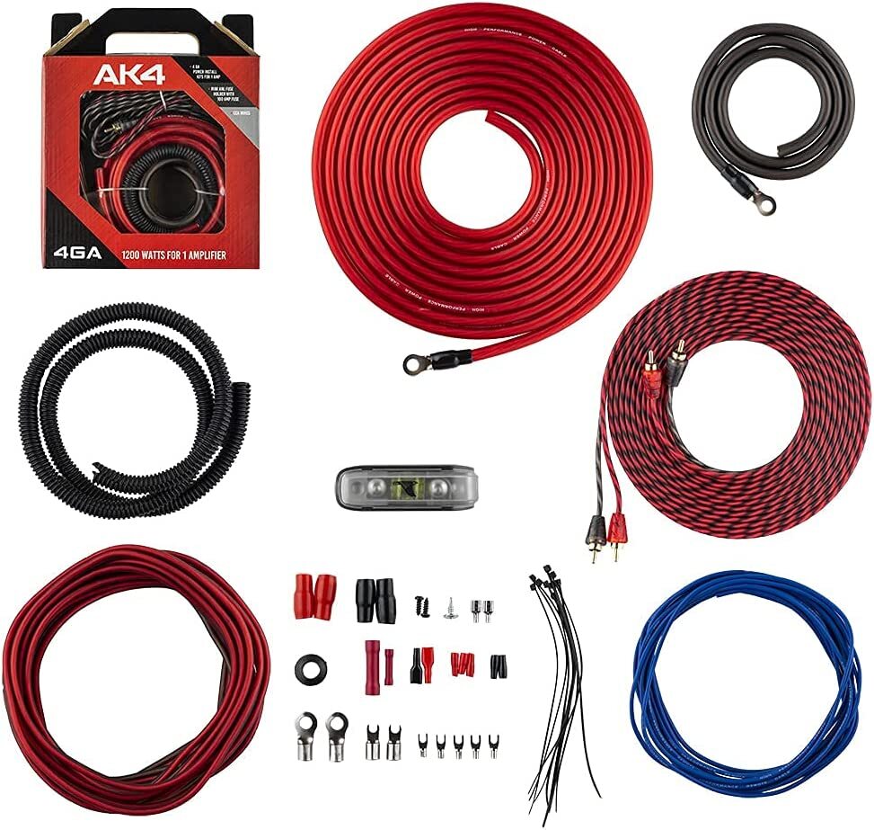 DS18 AK4 Complete 4 Gauge CCA Amplifier Installation Wiring Kit