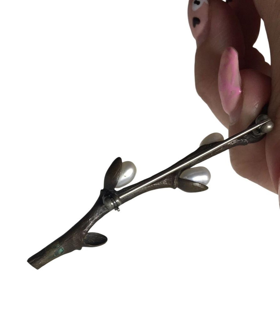 Vintage Spring Flower Bud Branch Brooch Pin