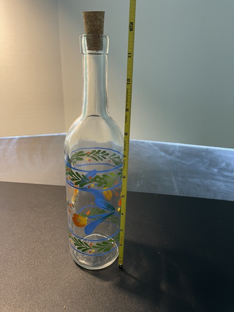 Canada Vintage MCM Handpainted Wine Bottle