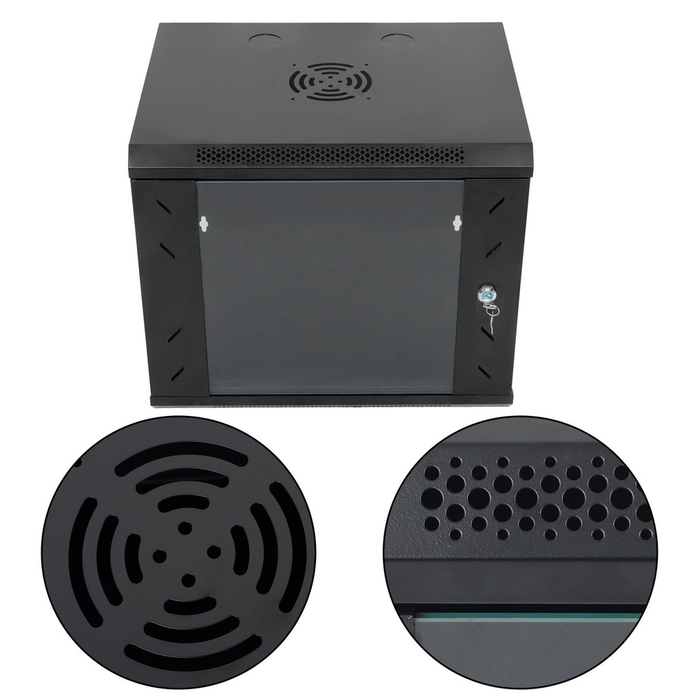Wall Mount Network Server Rack Cabinet Enclosure 15.5'' Deep Door Lock 9U