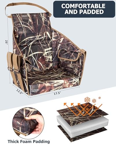 Tree Stand Seat Replacement with Side Pockets, Detachable Tree Stand Surround
