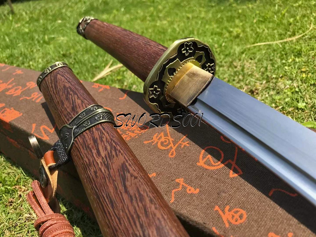 Japanese Gunto Military Saber Sakura Katana T10 Steel Rosewood Samurai Sword