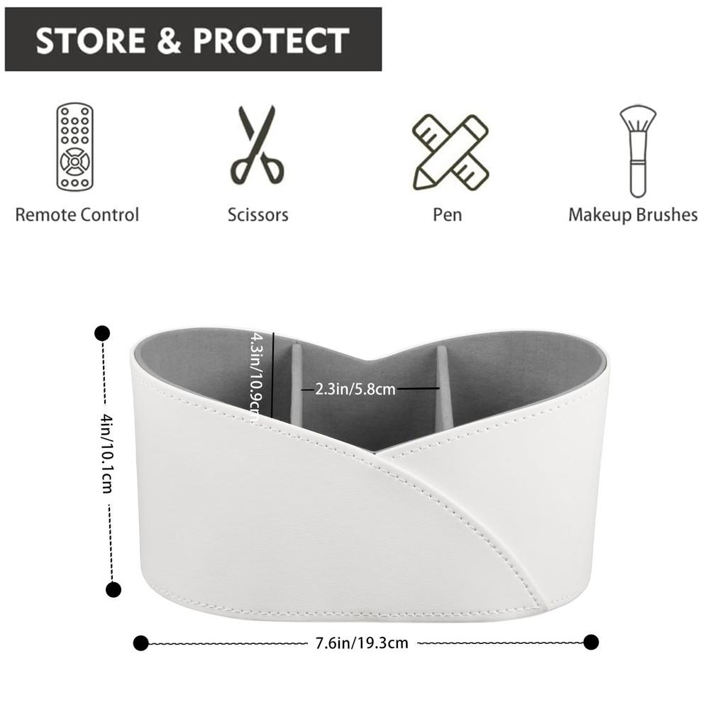PU Leather TV Remote Control Holder with 3 Compartments, Bedside Table Remote...