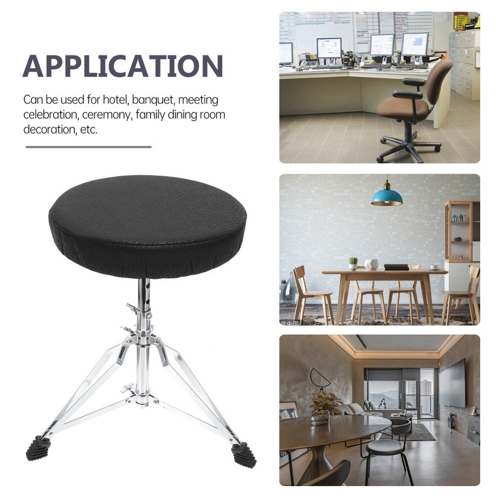 Round Stool Cushion Cover Black Slip Resistant Elastic Protector