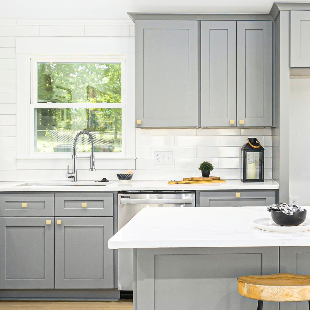 10 Pack Brushed Gold Square Cabinet Knobs Drawer Pulls Kitchen Hardware