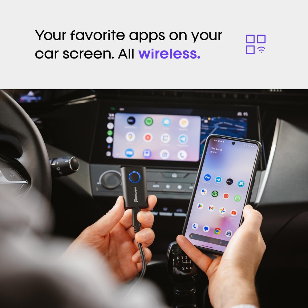 AAWireless Two Android Auto Wireless Adapter - Bluetooth - Easy Plug & Play