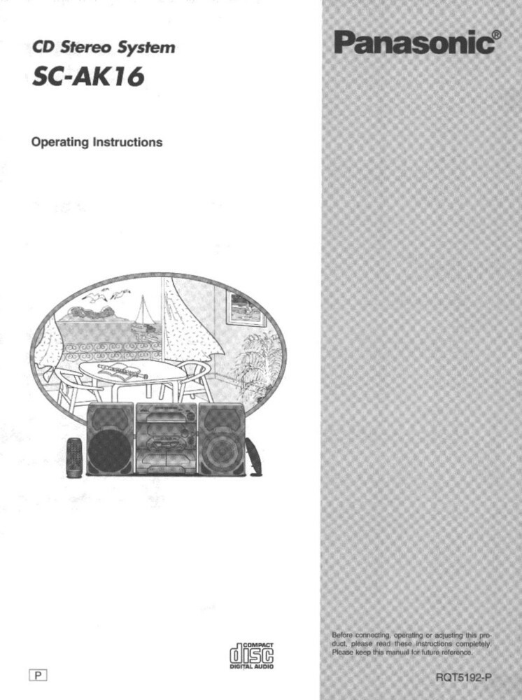 Panasonic SC-AK16 CD Stereo System Owners Instruction Manual
