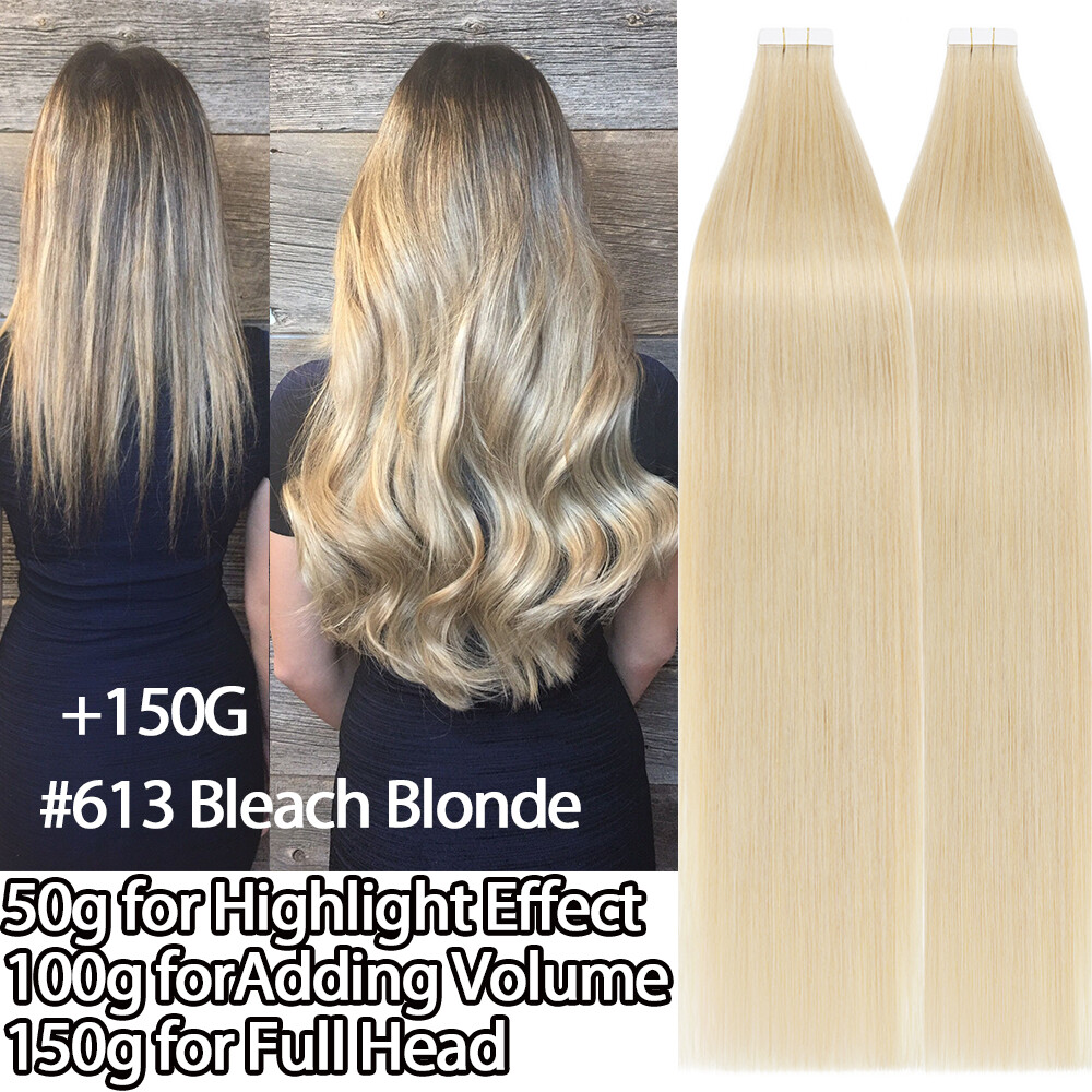 CLEARANCE Tape In 100% Real Remy Human Hair Extensions Skin Weft Full Head Ombre