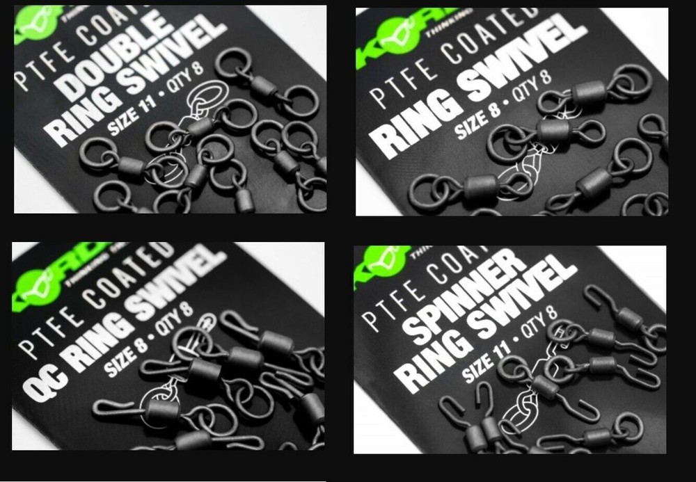 Korda PTFE Swivel Range - QC Ring, Ring, Double Ring, Spinner Ring - Full Range