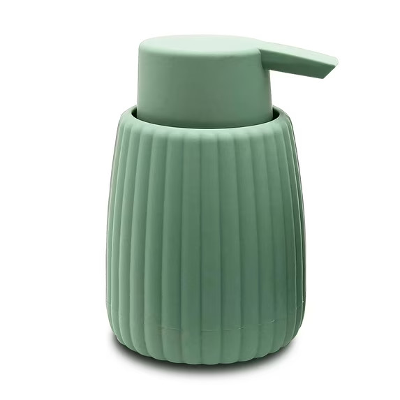 Rubberized Plastic Ribbed Soap Pump, Green