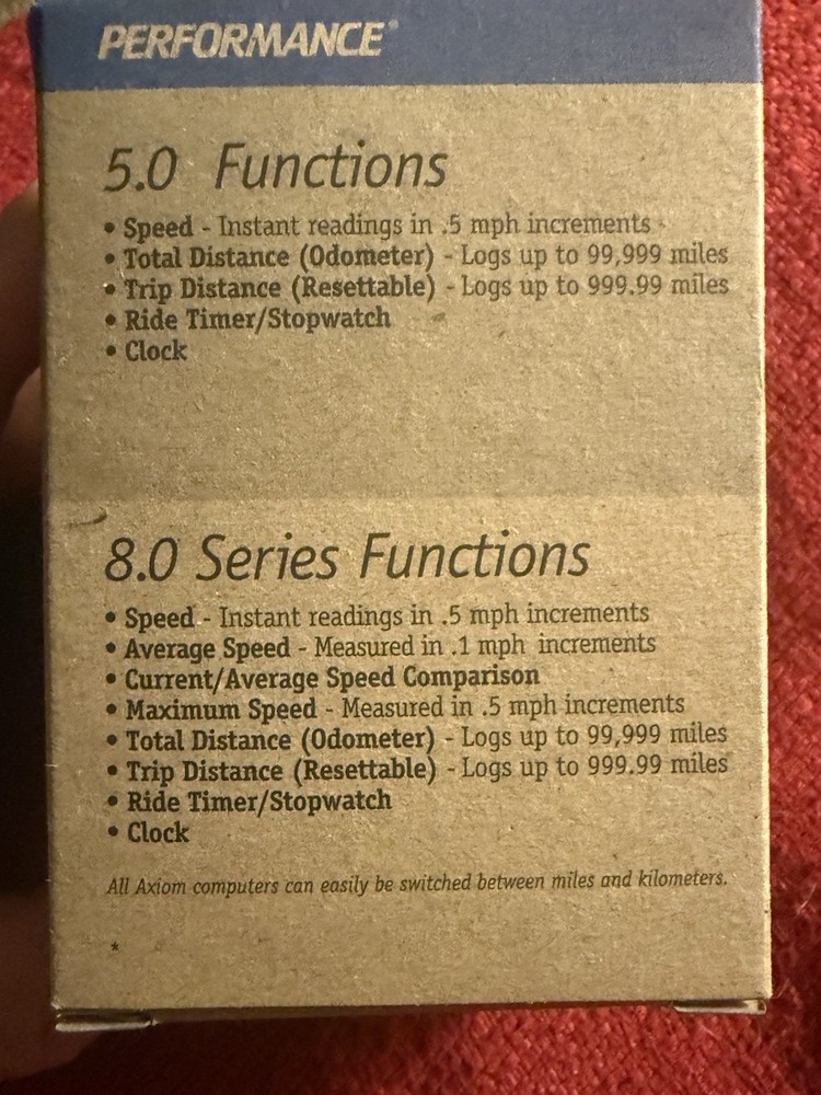 Performance Axiom 8.0 Wired Cyclocomputer NEW