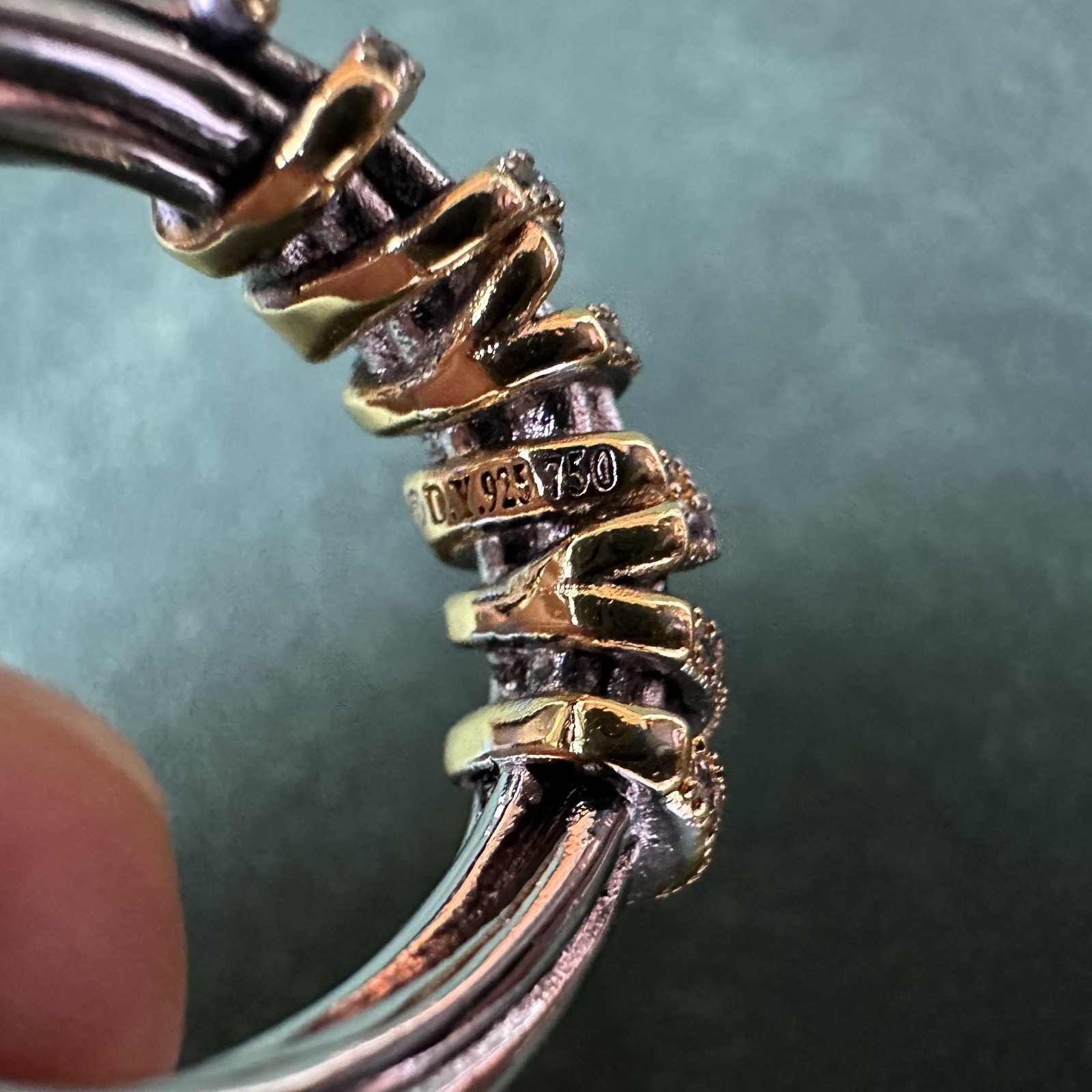 David Yurman Sterling Silver Helena Ring with 18K Gold & Diamonds Sz 7