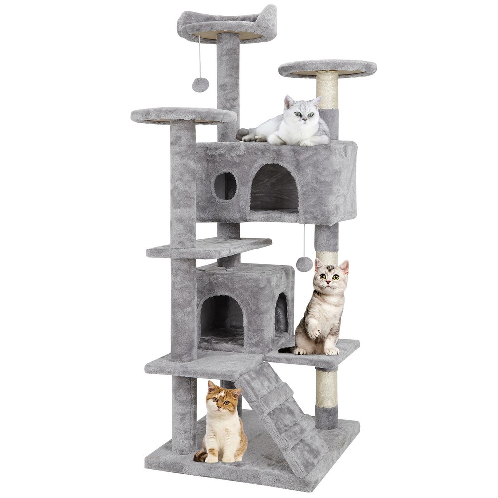 53" Multi level Cat Tree Tower for Multiple Cats W/Sisal Posts, Plush Perch