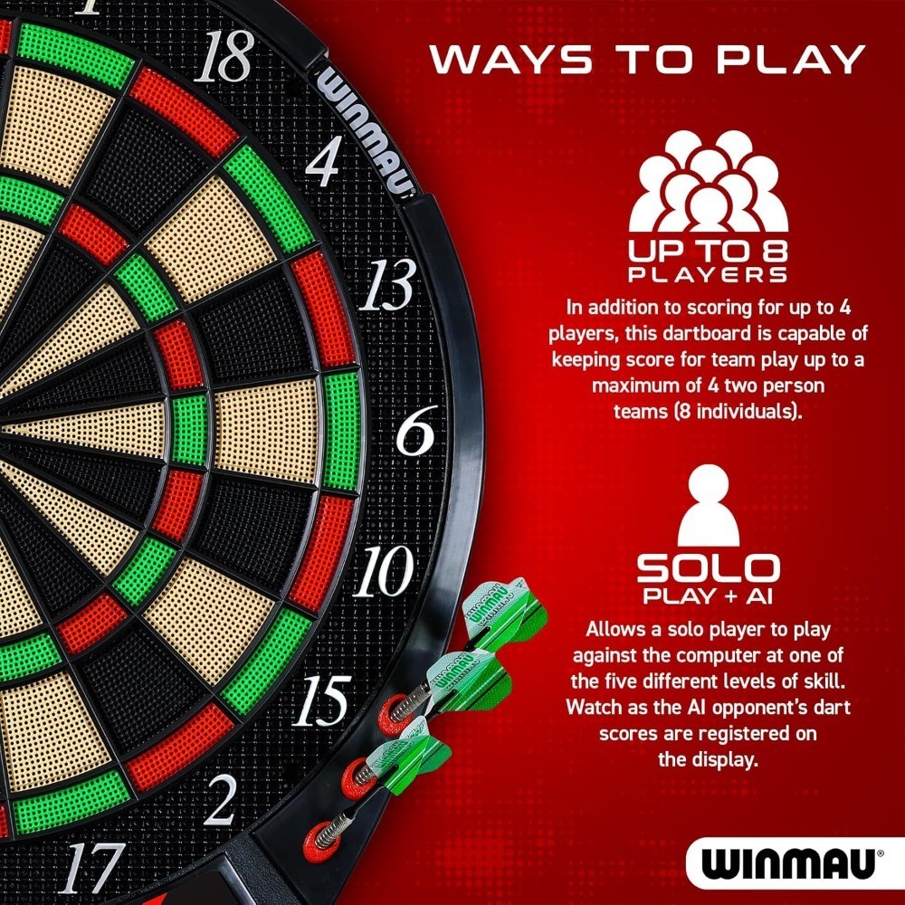 Electronic Soft Tip Dart Board Set with 90+ Games, Digital Scoreboard for 8