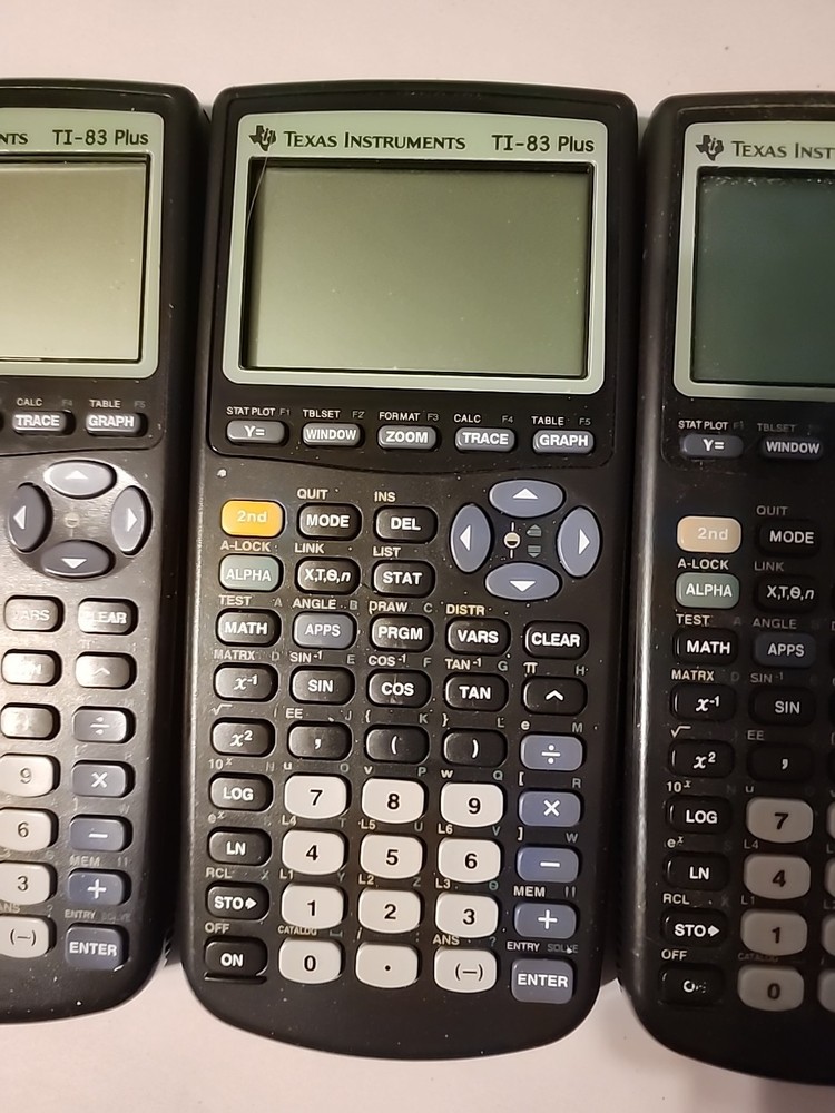 5 - Broken Texas Instruments TI-83 Plus Graphing Calculators - No Covers