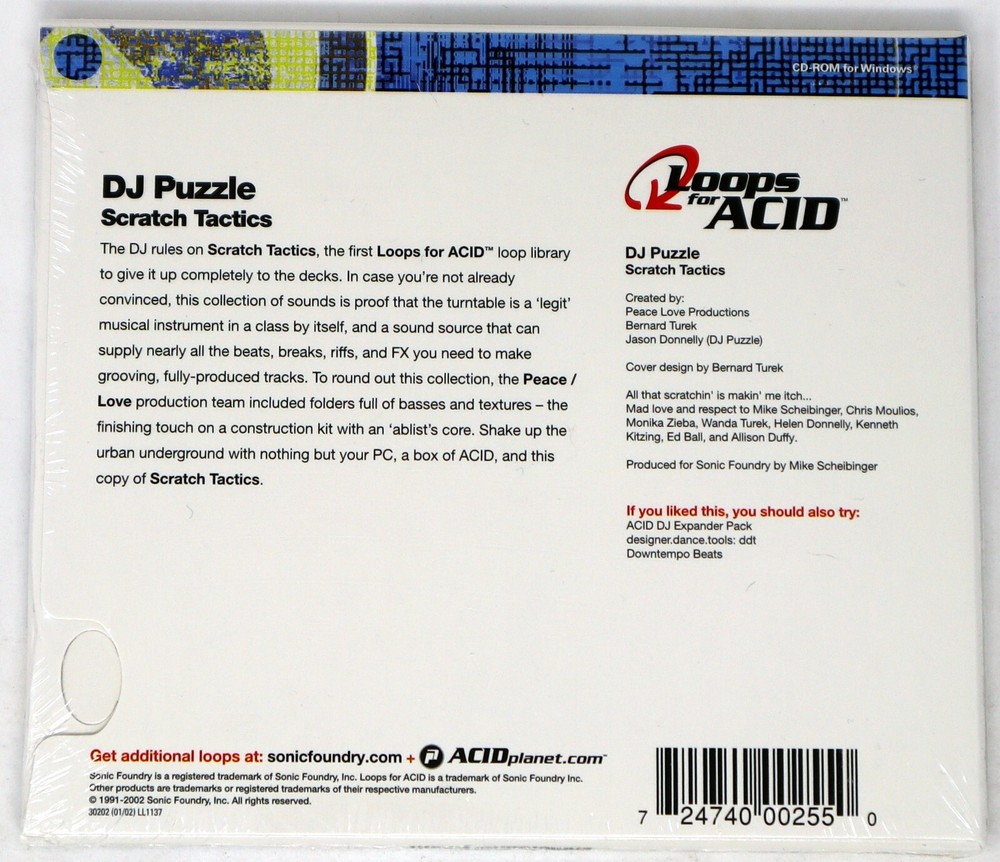 Sonic Foundry DJ Puzzle Scratch Tactics Loops For Acid Sound Library/Sampling CD