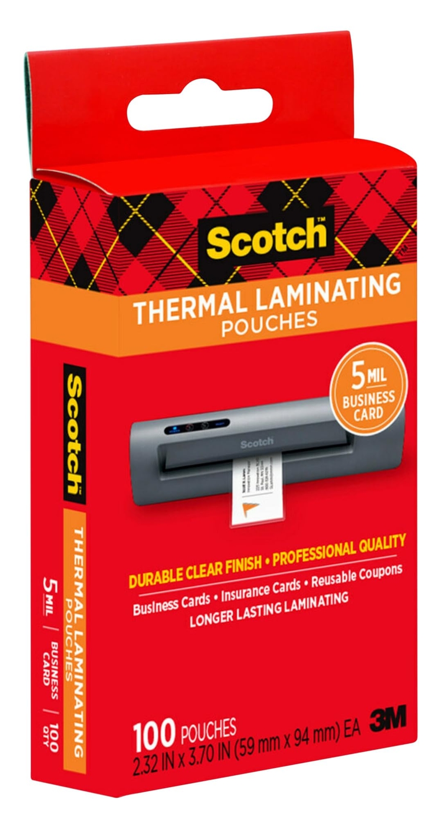 Thermal Laminating Pouches 100 Count Clear 5 mil. Laminate Business Cards Ban...