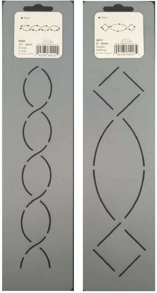 2 Quilting Stencils Simple Cable, Sashing Quilt Border Pattern Beginner Template