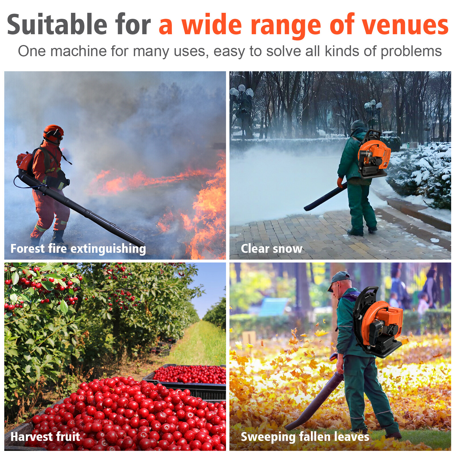 2024 New Upgraded 63CC 2-Stroke 665CFM 3HP Commercial Backpack Gas Leaf Blower