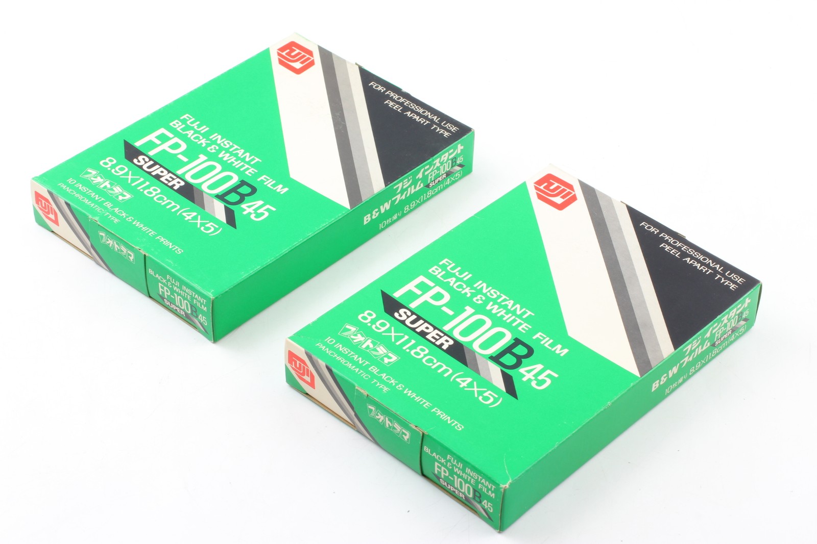 [Unused] 2 Packs Fujifilm FP-100B 45 4x5 Instant B&W Film From Japan