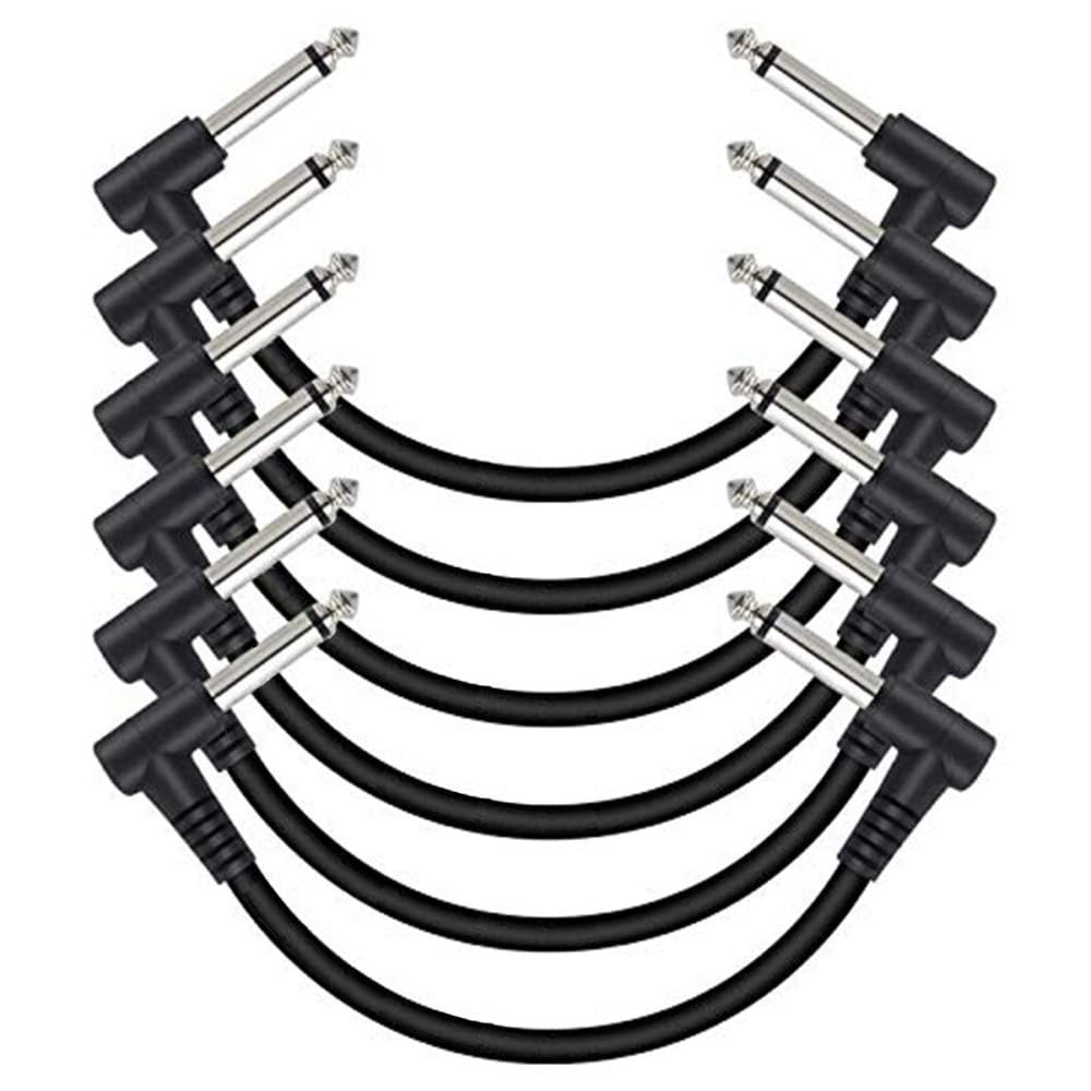 6 Pack 6" Guitar Patch Cables Guitar Pedal Cable Right Angle Guitar Patch Cable