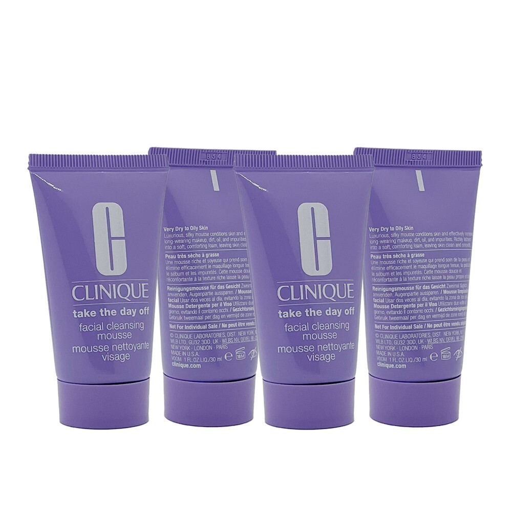 4 x Clinique Take The Day Off Facial Cleansing Mousse Very Dry To Oily 1 oz each