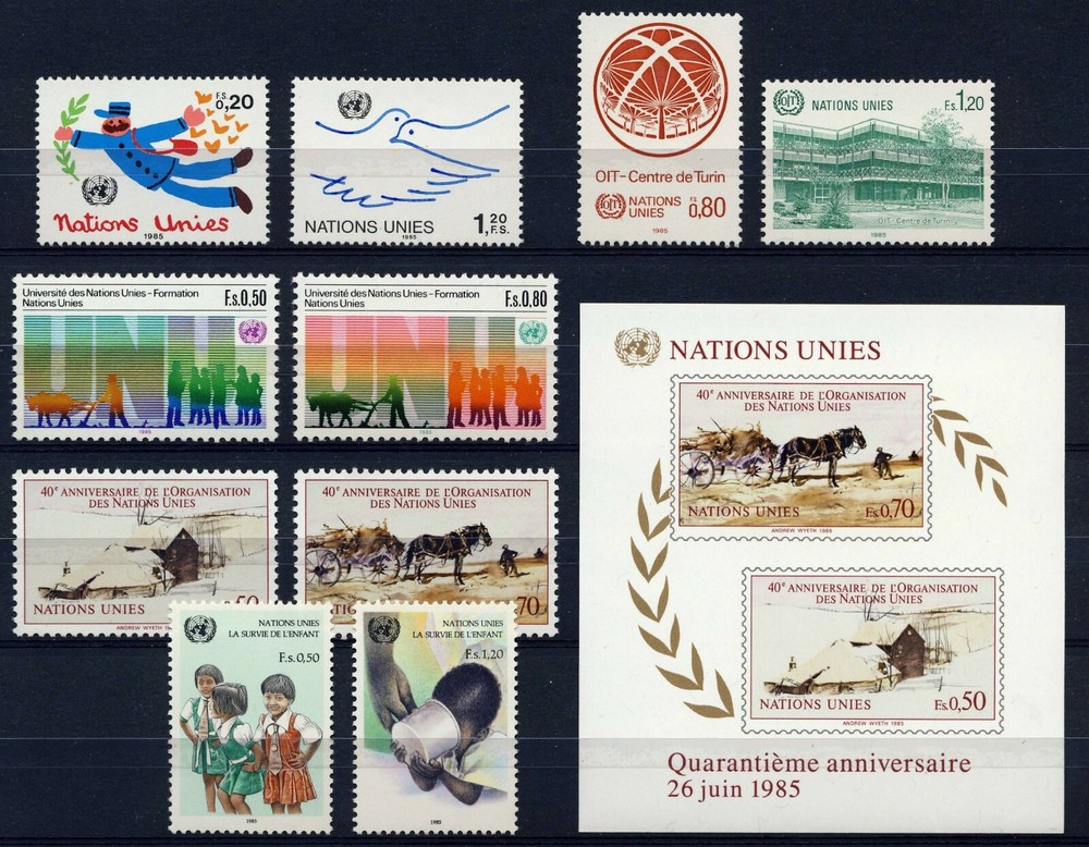 UN - 1985 GENEVA Year Set (129-139) . Mint Never Hinged