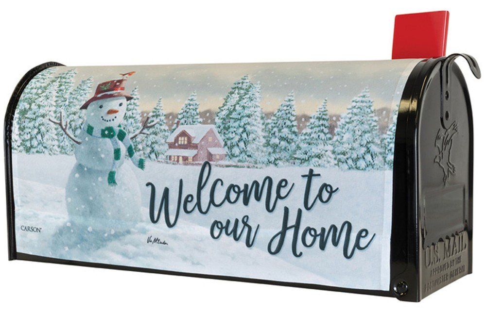 Happy Snowman Nylon Mailbox Cover