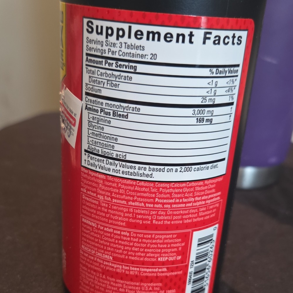 Six Star Creatine Monohydrate Tablets 60ct Bodybuilding Supplement