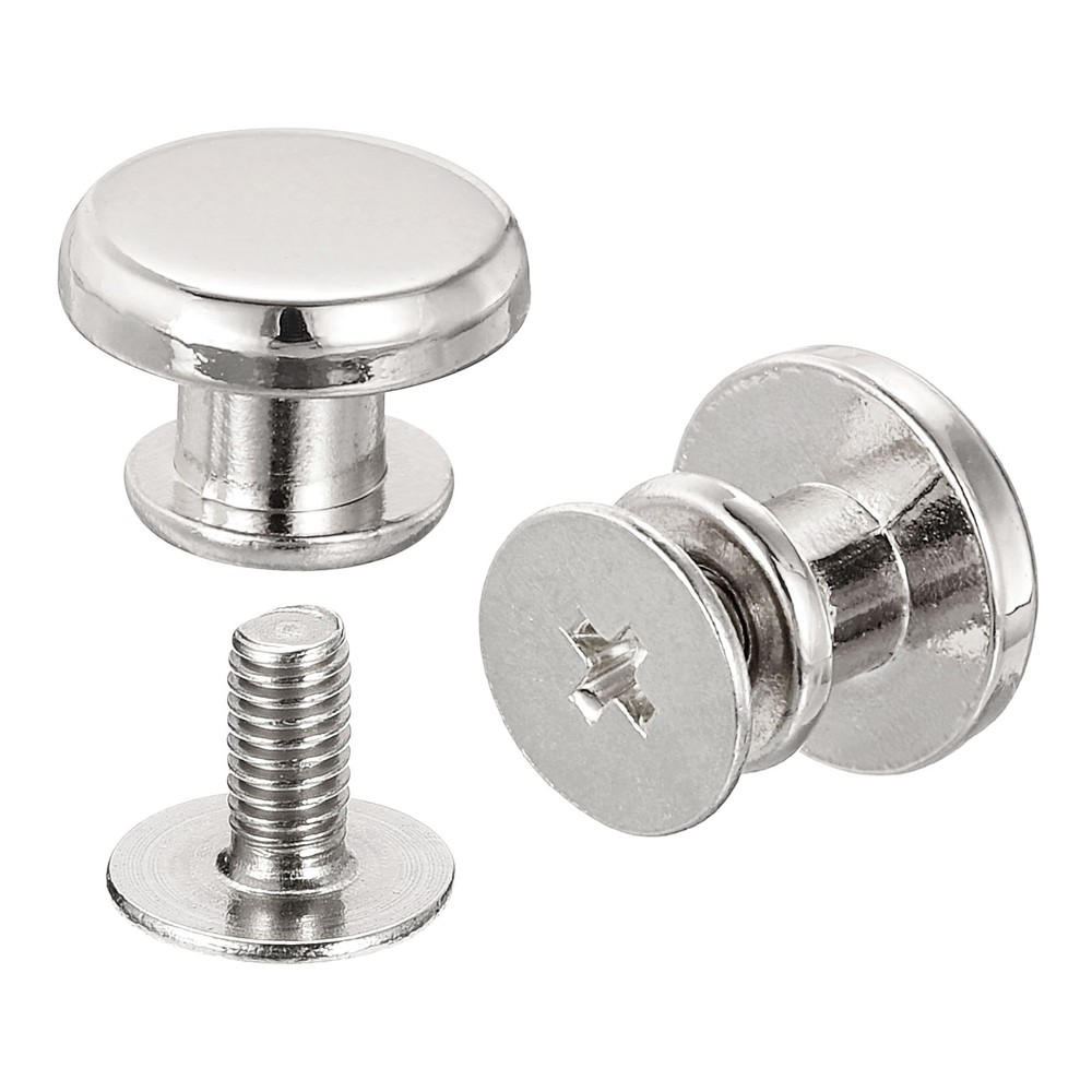 Flat Studs Rivet 20 Sets 10x6.5mm Screw Back Rivets, Silver Tone