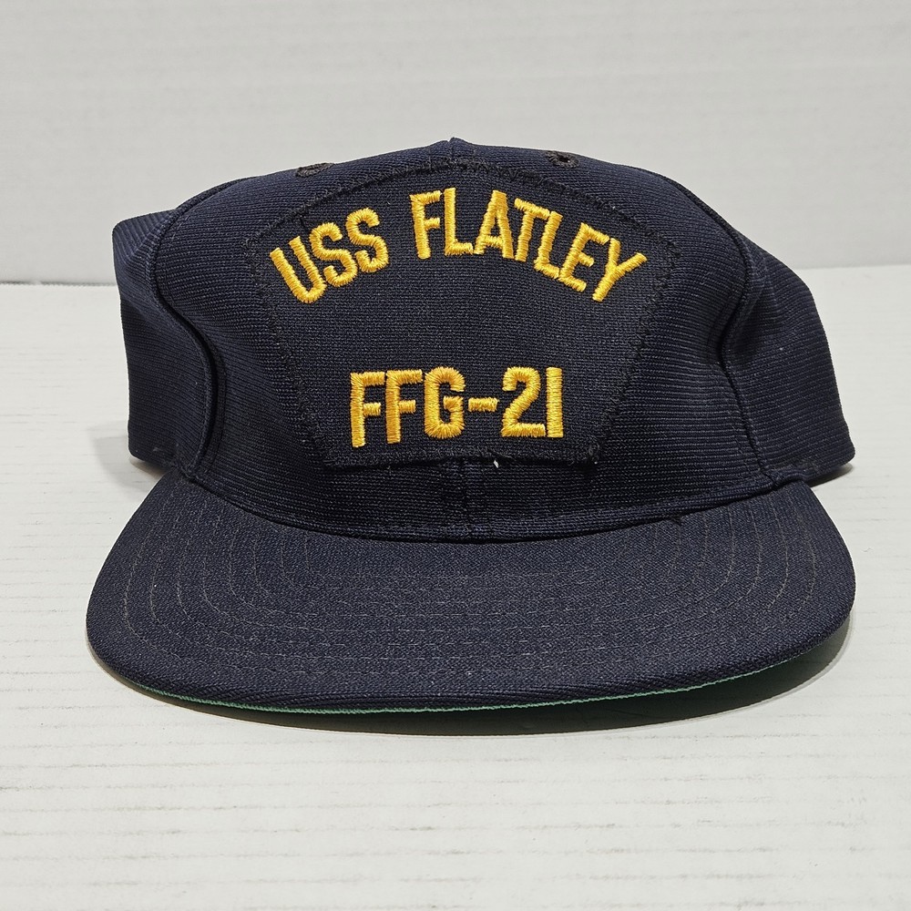 Vintage USS Flatley FFG-21 Navy Battleship Patch Hat