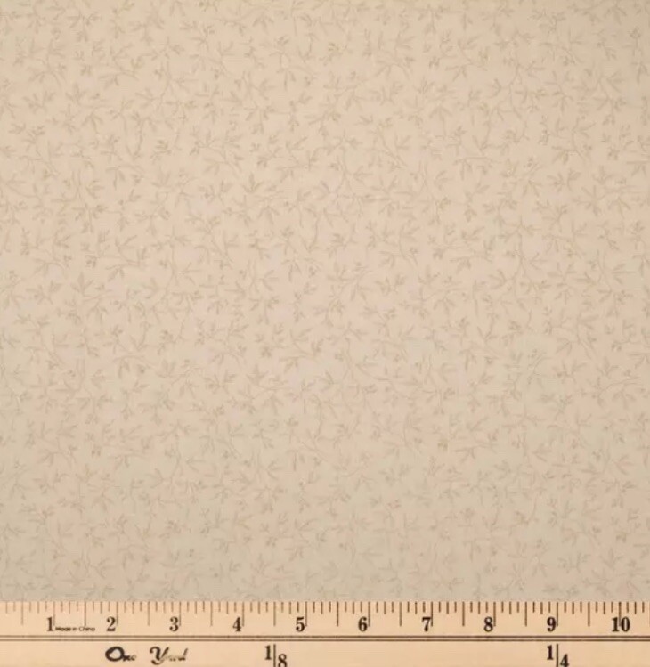 Tiny Vine Print on Cream Calico Cotton Fabric, BTHY