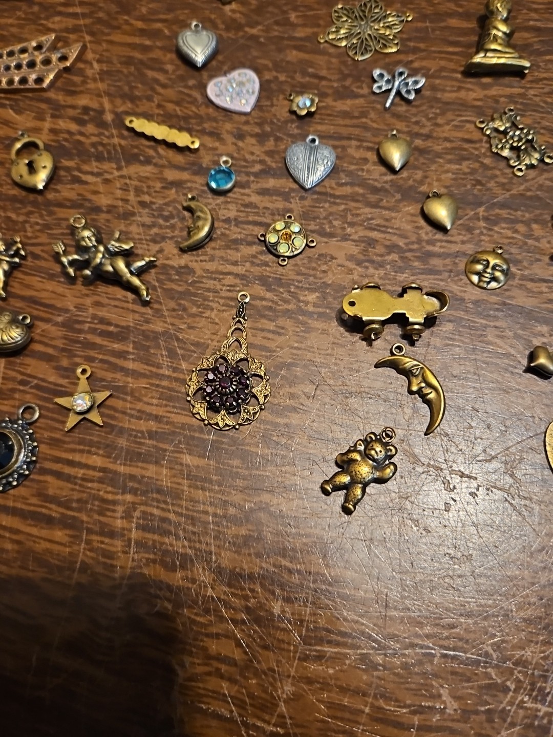 Lot Of 50 Mixed Parts Pcs France Vintage 60s Brass Stampings Findings Jewelry 10