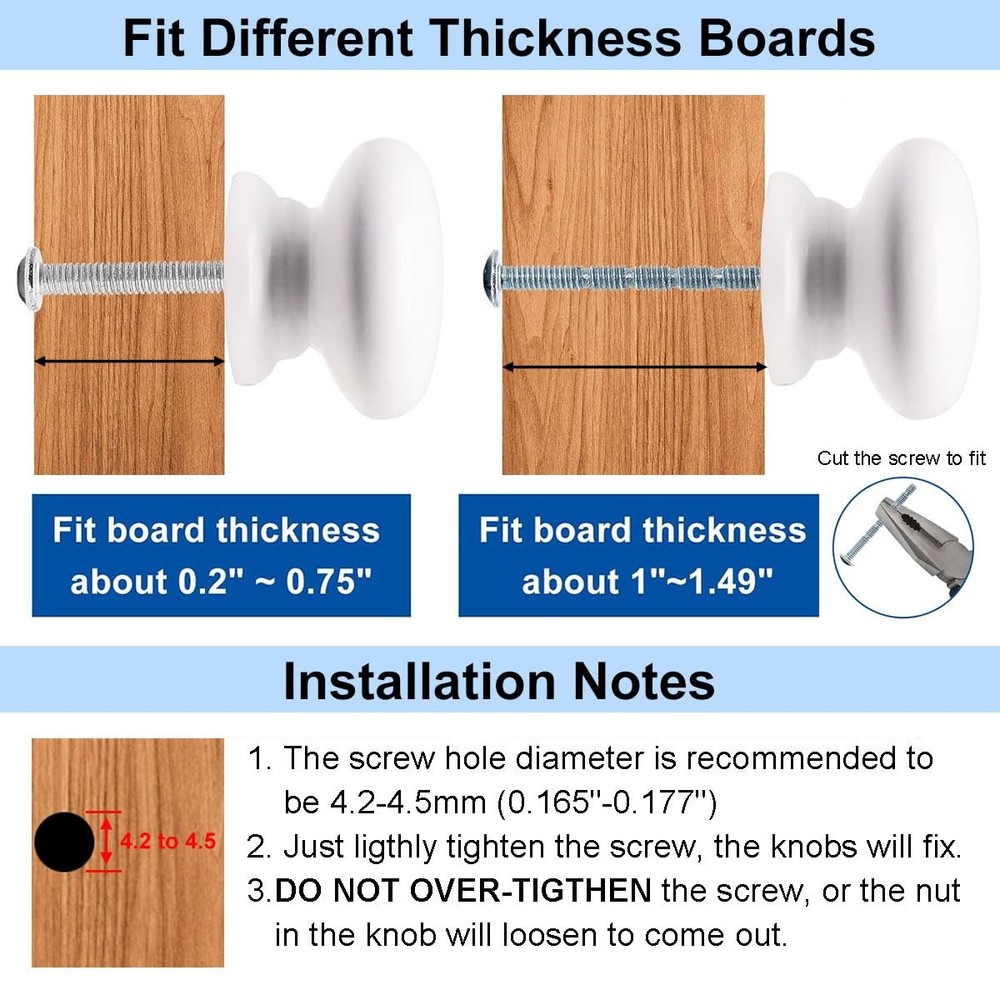 Wooden Cabinet Knobs 6 Pack, Wood Dresser Knobs Kitchen Cabinet Knobs Modern ...