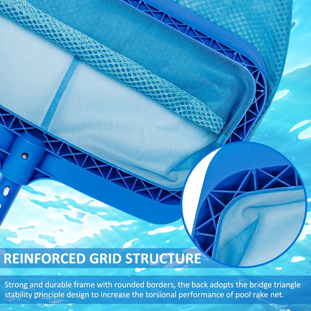 Swimming Pool Skimmer Net, Fine Mesh Pool Leaf Rake Net with DoubleLayer Deep...