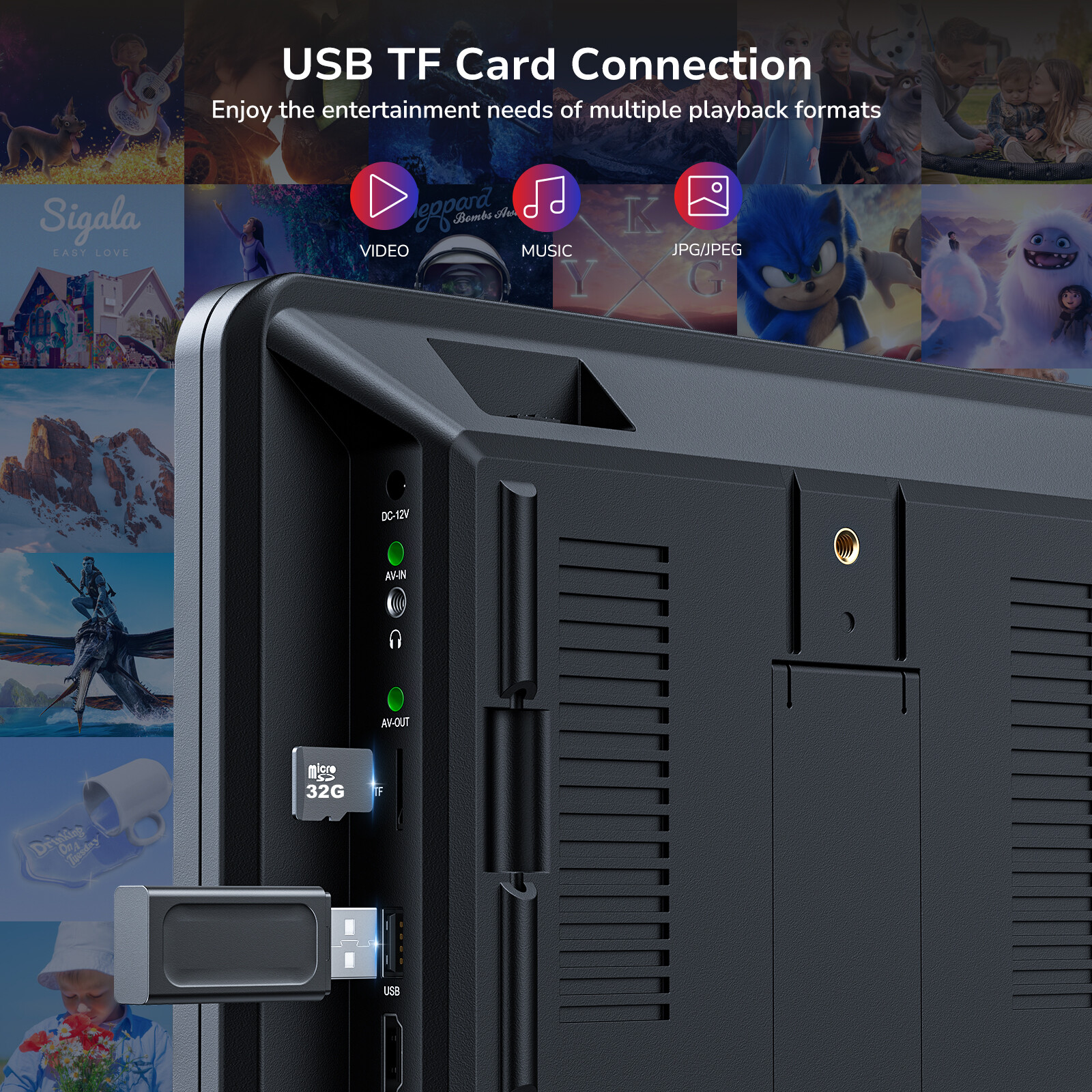 2X10.5" Full HD Car Headrest Portable DVD Player USB SD HDMI Monitor W/ Headsets