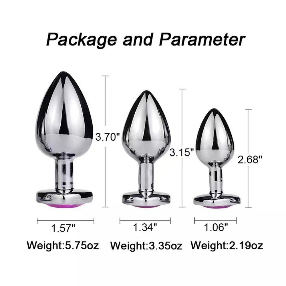 Metal Anal Butt Plug STAINLESS S/M/L Set Sex Toy For Women Men Couple Jewel